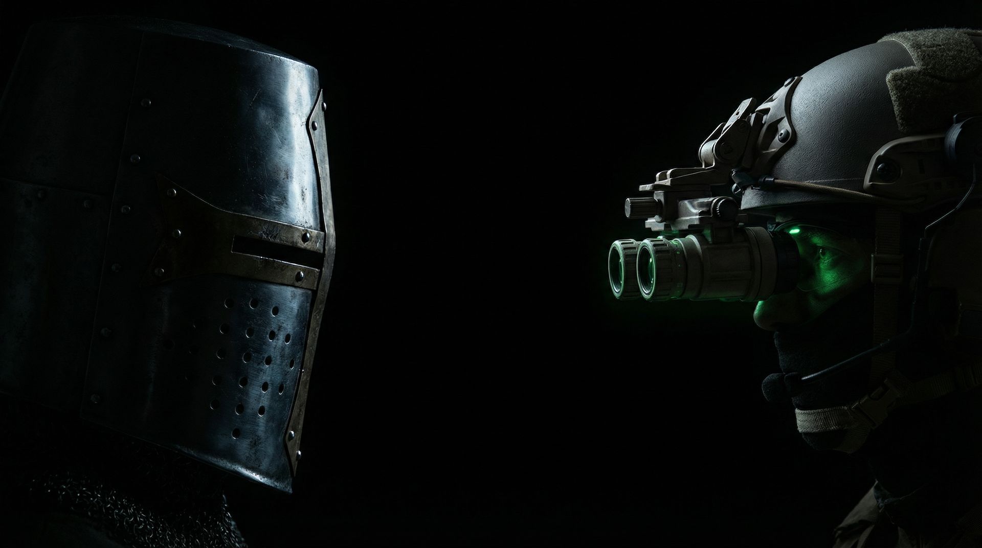 Středověký rytíř a moderní operátor tváří v tvář